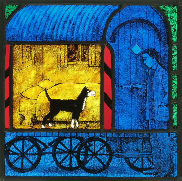 ‘Coming home’ stained glass panel (30x30 cm).