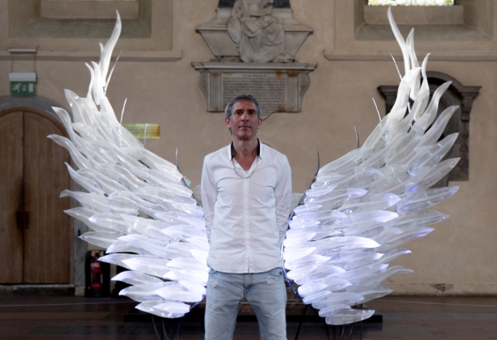 Layne Rowe's angel wing glass sculpture