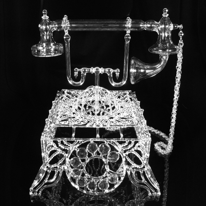 Flameworked glass telephone